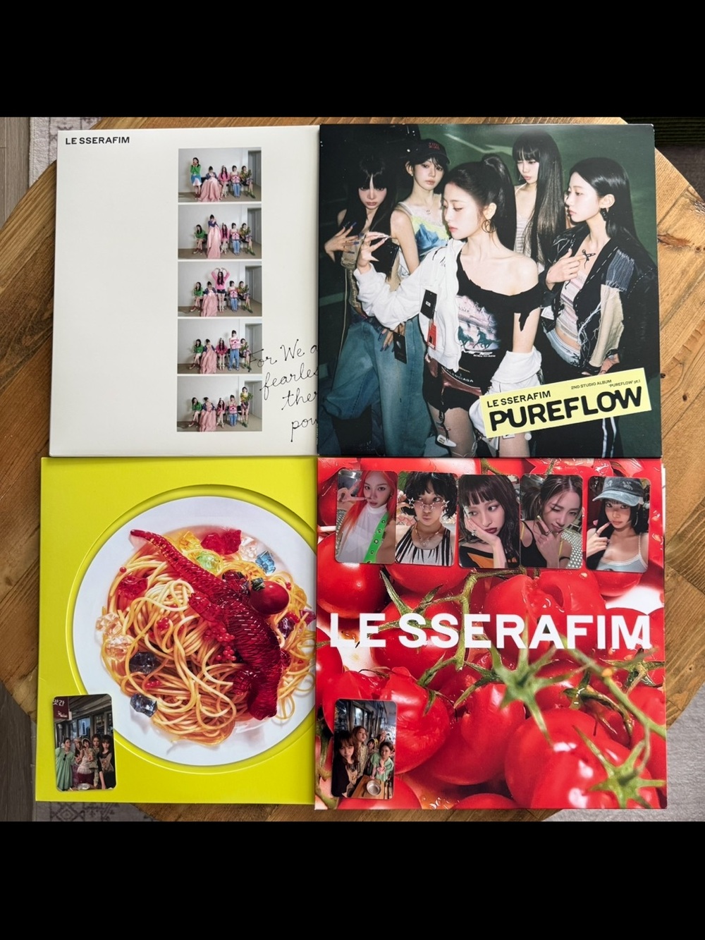 Le sserafim spaghetti and PUREFLOW vinyl album set